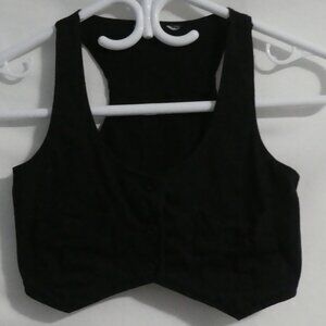 Black Cropped Vest | 10/12 medium | Button Down Front With Pockets